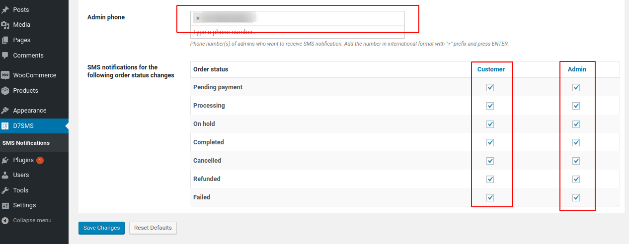 D7SMS-Woocommerce