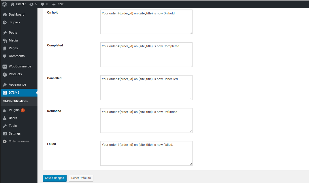 D7SMS-Woocommerce