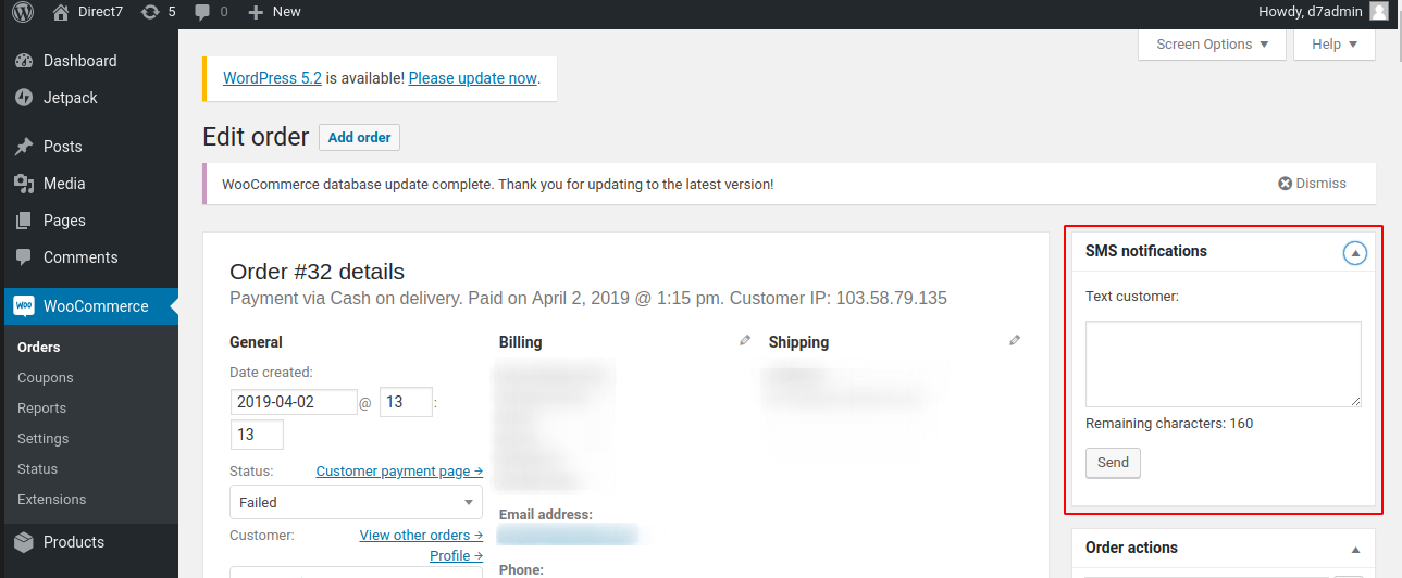 D7SMS-Woocommerce