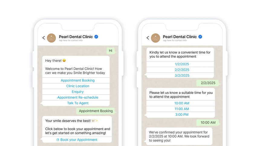 WhatsApp Appointment Managing-Pearl Dental Clinic