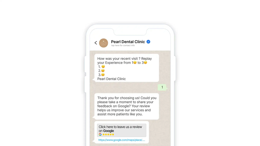 whatsapp patients feedback pearl dental