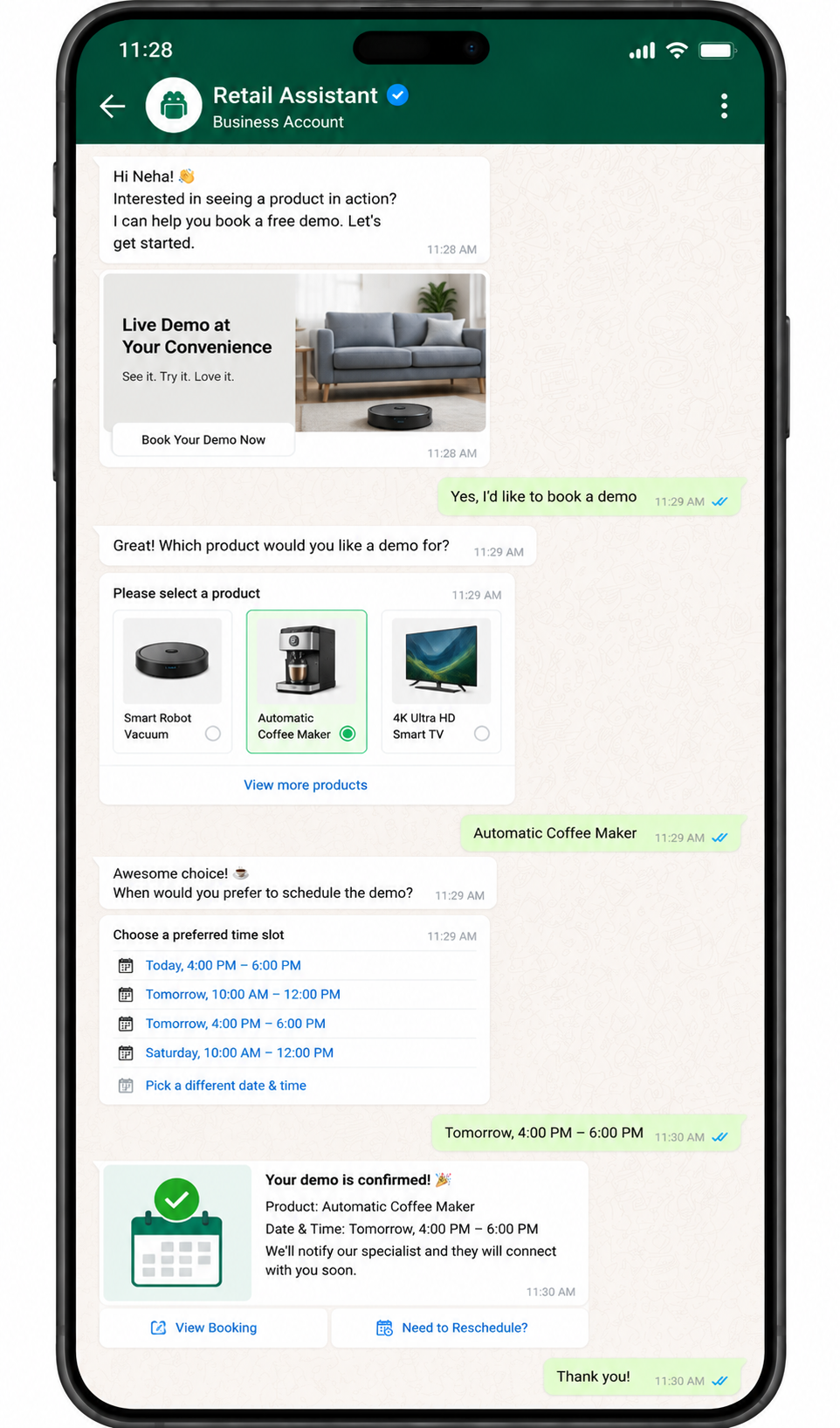 Live Product Demo Booking