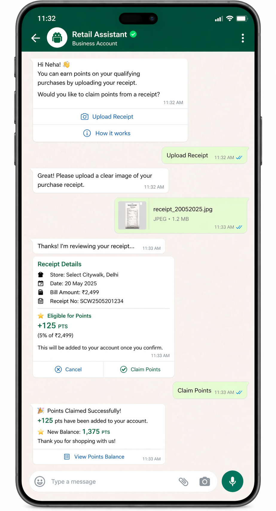 Receipt-Based Point Claim