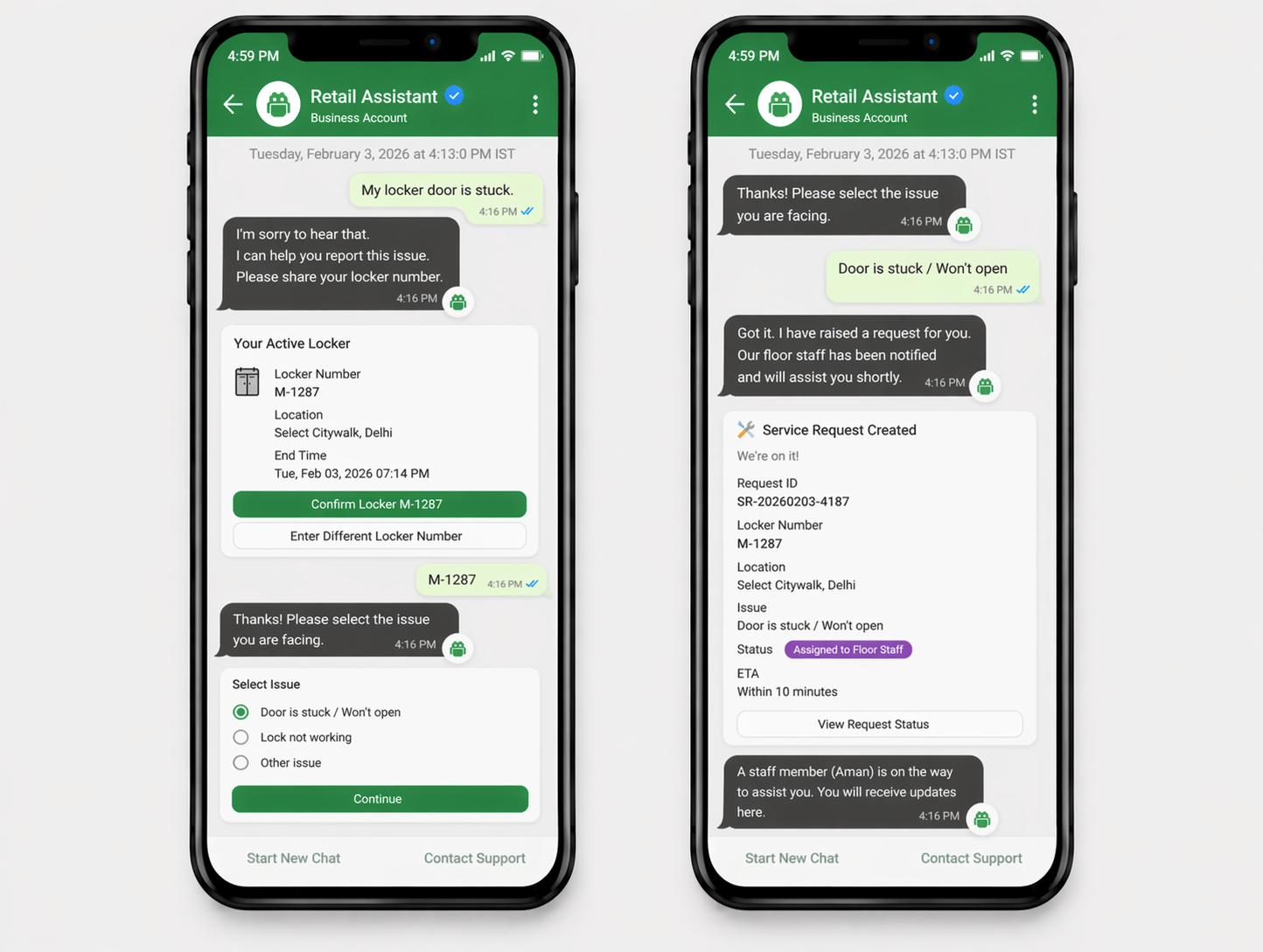 Report a locker issue in-store