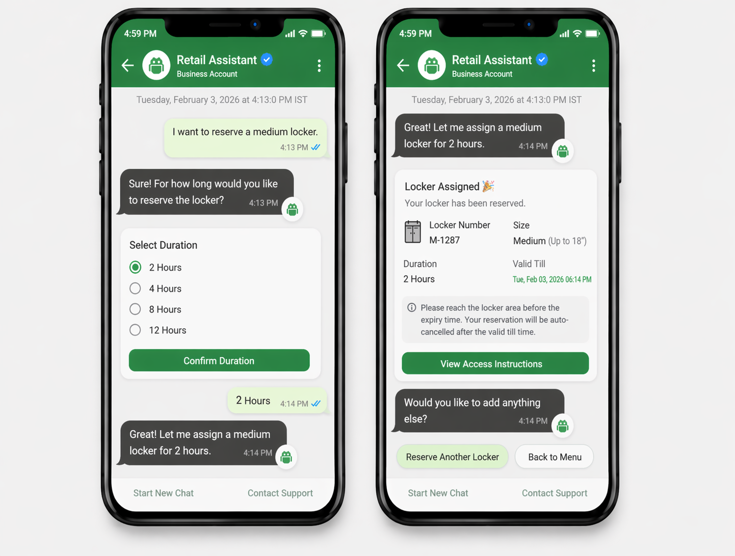 Reserve a locker for a timed visit