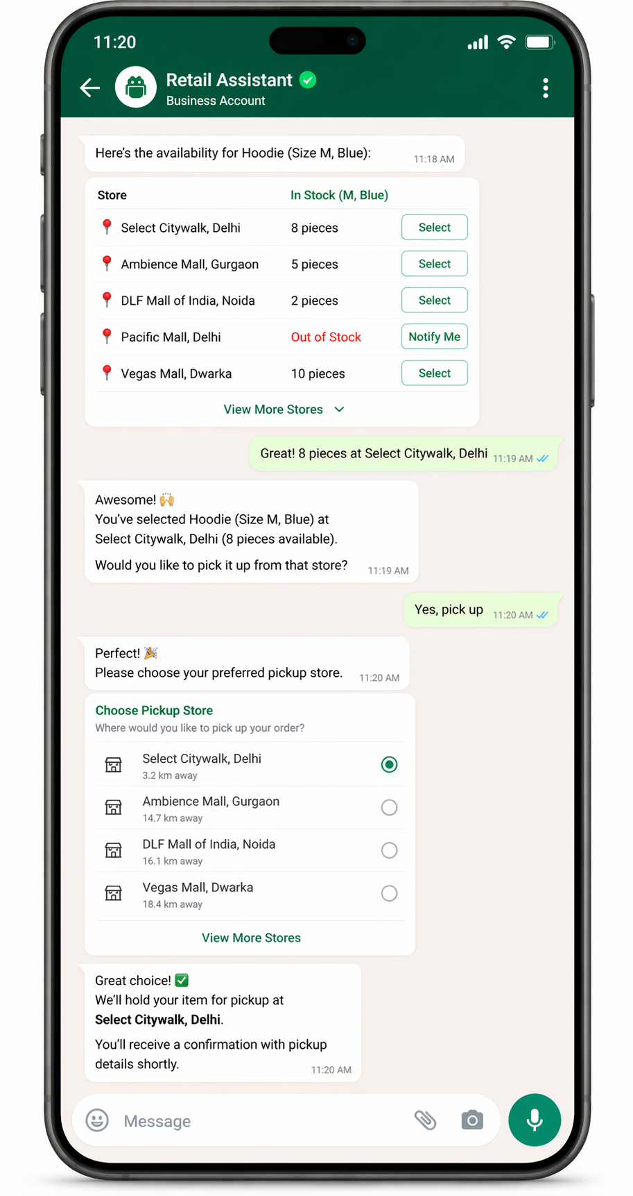 Reserve pickup location selection