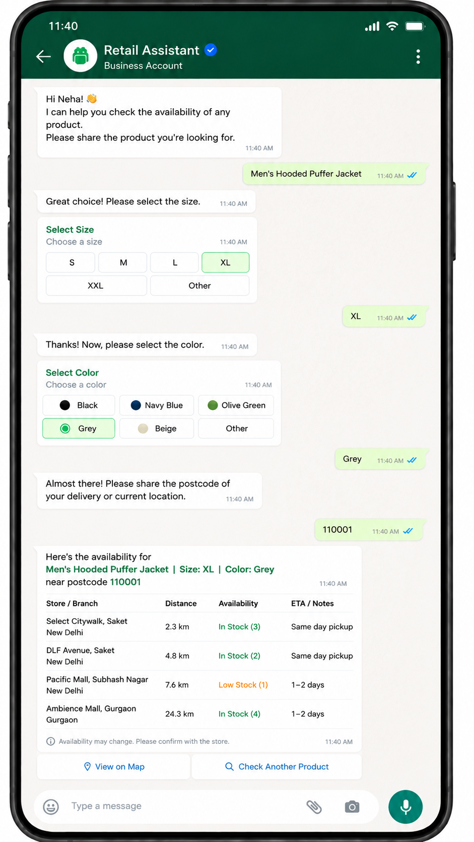 Store-level stock by postcode