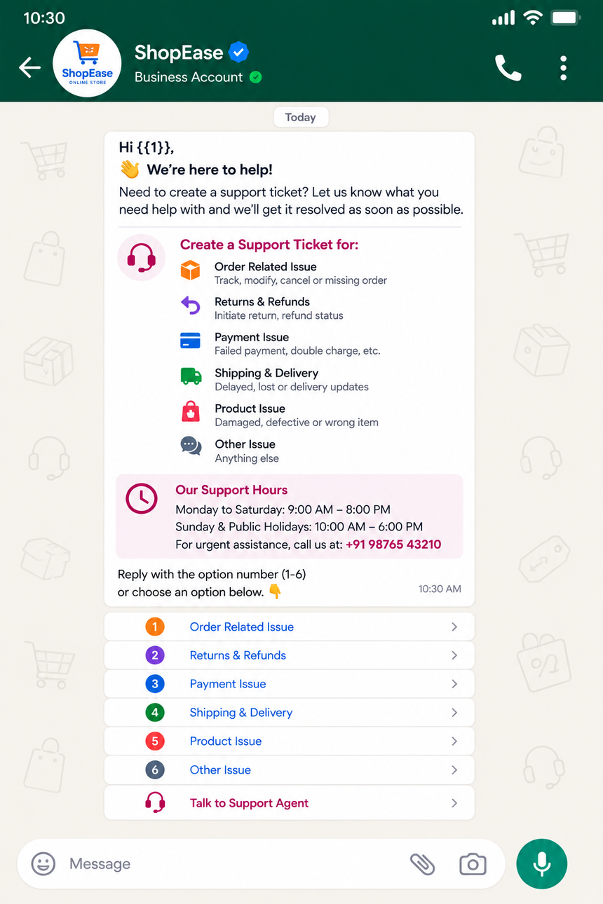 e-commerce support ticket