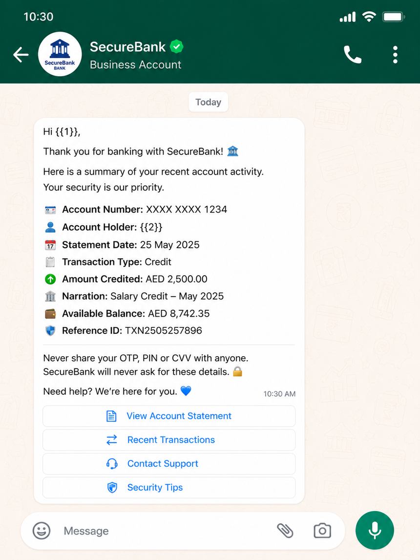 payment template for banking