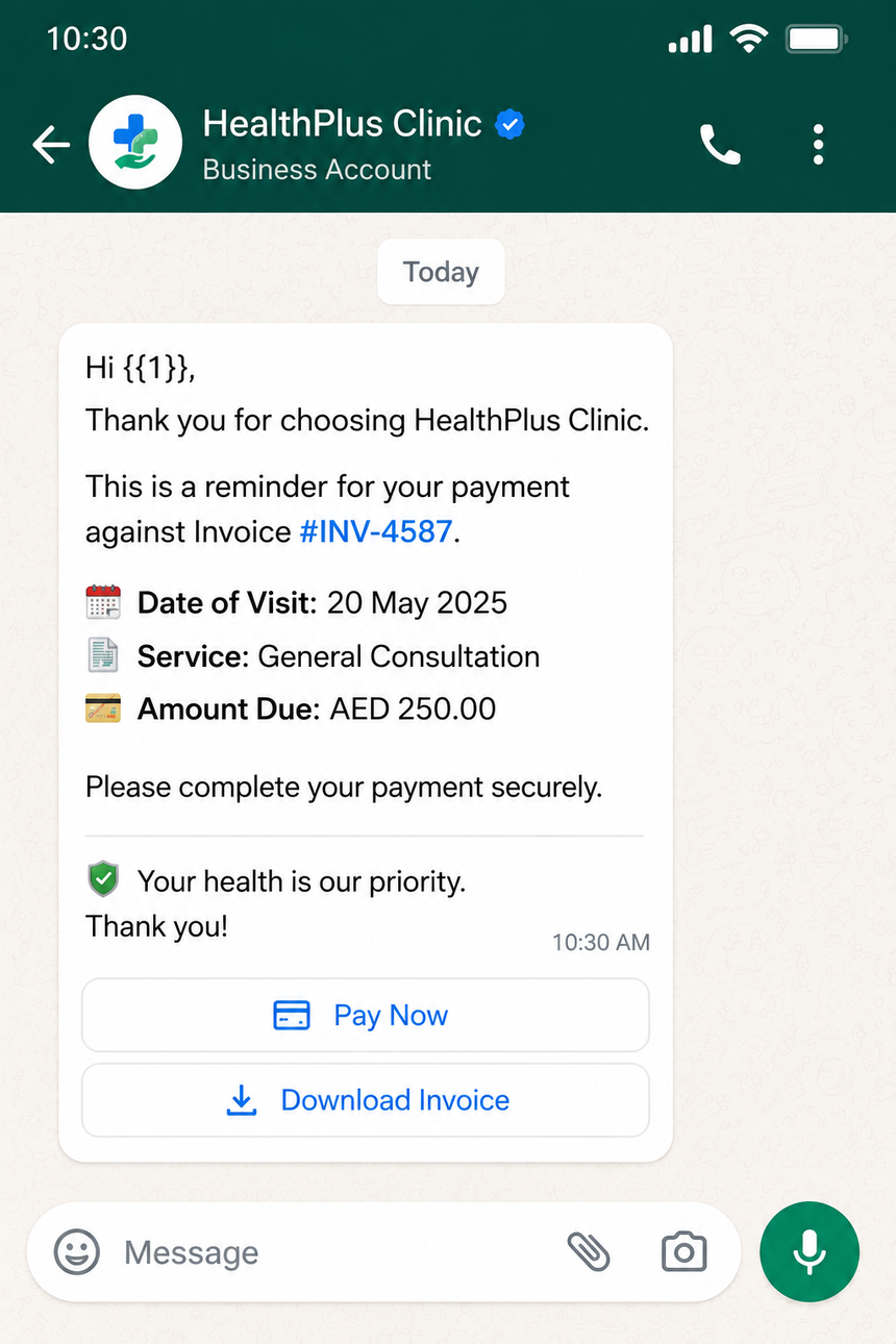 payment template for healthcare